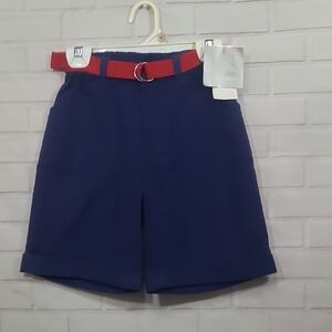 NWT 8Kids Unisex Blue Shorts with Red Belt